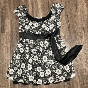 Promod Black & White Floral Babydoll Mini Dress Size XS